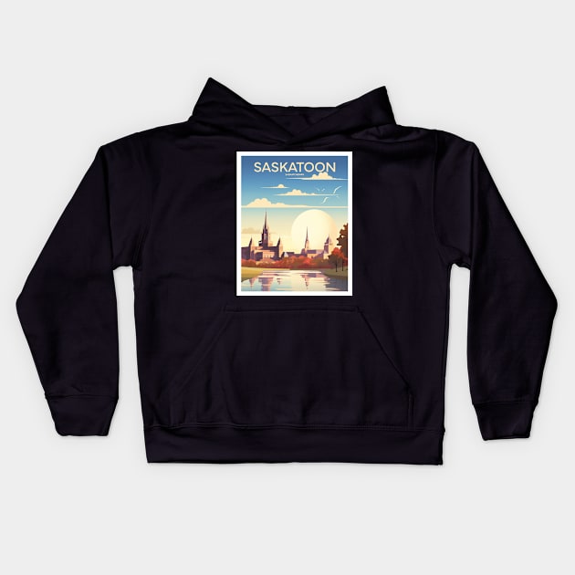 SASKATOON Kids Hoodie by MarkedArtPrints